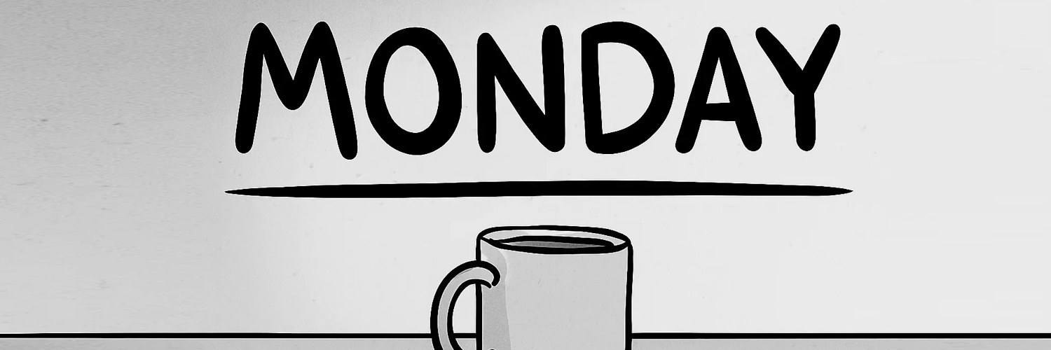 Monday trader coffee and tired face illustration